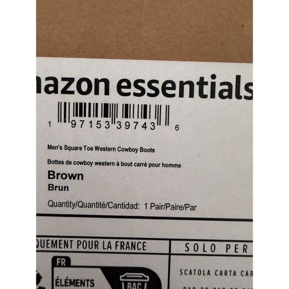 amazon essentials Brown square toe cowboy boot size 12 main image 4